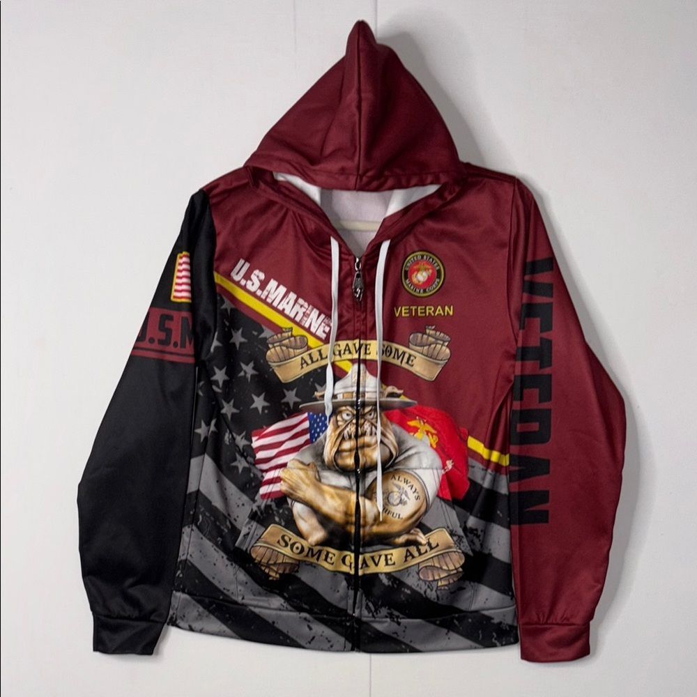 GEARVET US Marine Veteran Hoodie NWOT zip up 2 pockets men’s size S.